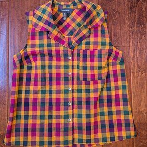 Modcloth Campfire Cookout Sleeveless Button-Up Top NWT